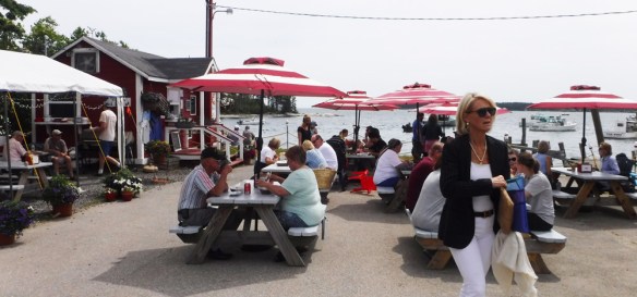 Cousin Haven outside McLoon's restaurant in Rockland.