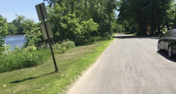 Position where Marker No. 14 of the Henry Knox Trail once stood where Ensign's Tavern once stood, just north of Saratoga Historic Park.