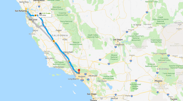 Map San Rafael to Pasadena